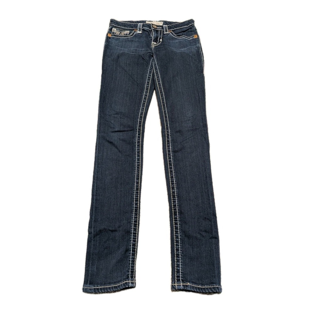 Big Star Liv Straight Jeans Women's Size 26R 31‎ Distressed Blue Denim Y2K Stich